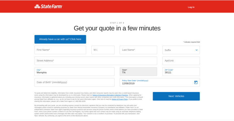 State Farm Get a Quote Personal Information