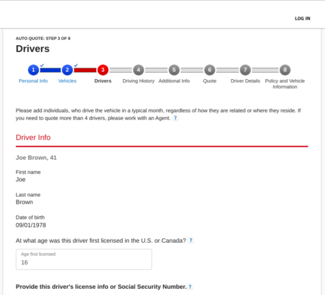State Farm Get a Quote Driver Information