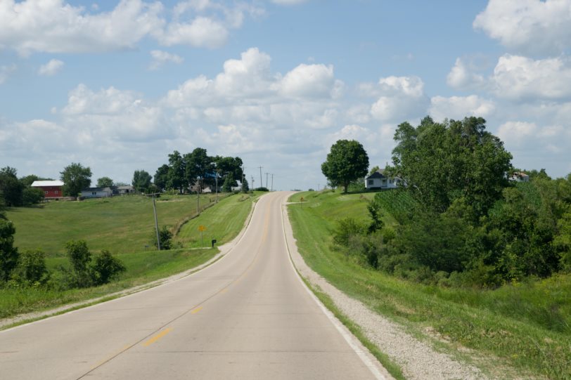 ountry Road in Madison County, Iowa, USA