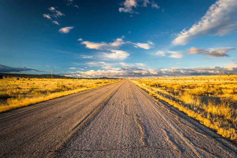 Albuquerque, New Mexico. county road and clouds