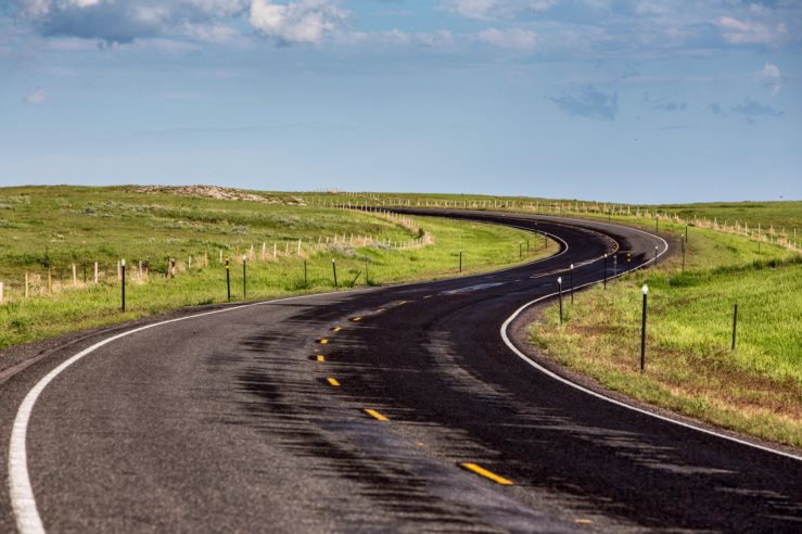 A winding road in western Nebraska, United States.