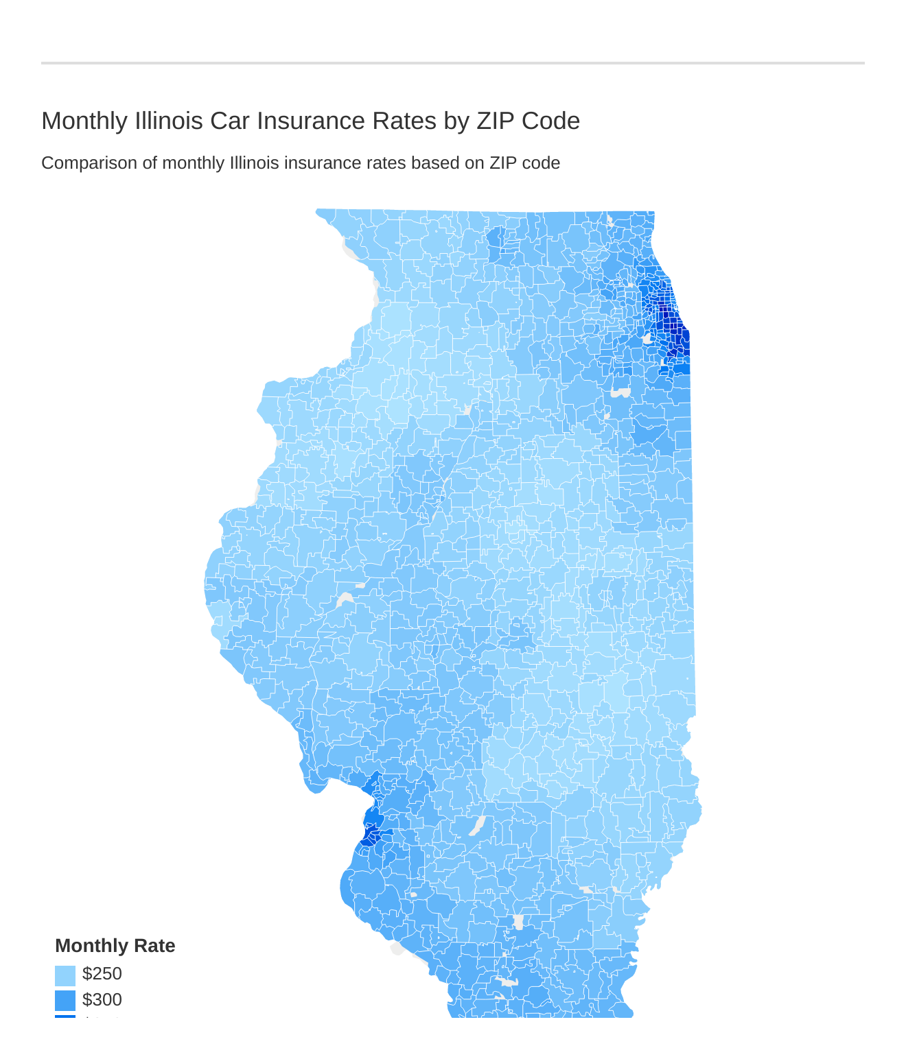 Monthly Illinois Car Insurance Rates by ZIP Code