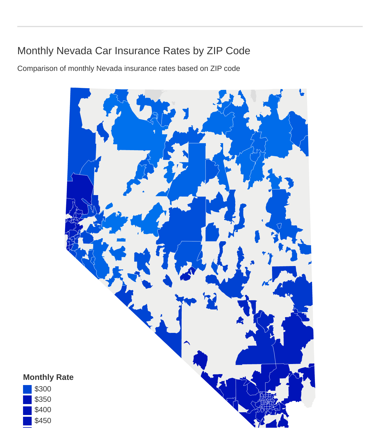 Monthly Nevada Car Insurance Rates by ZIP Code