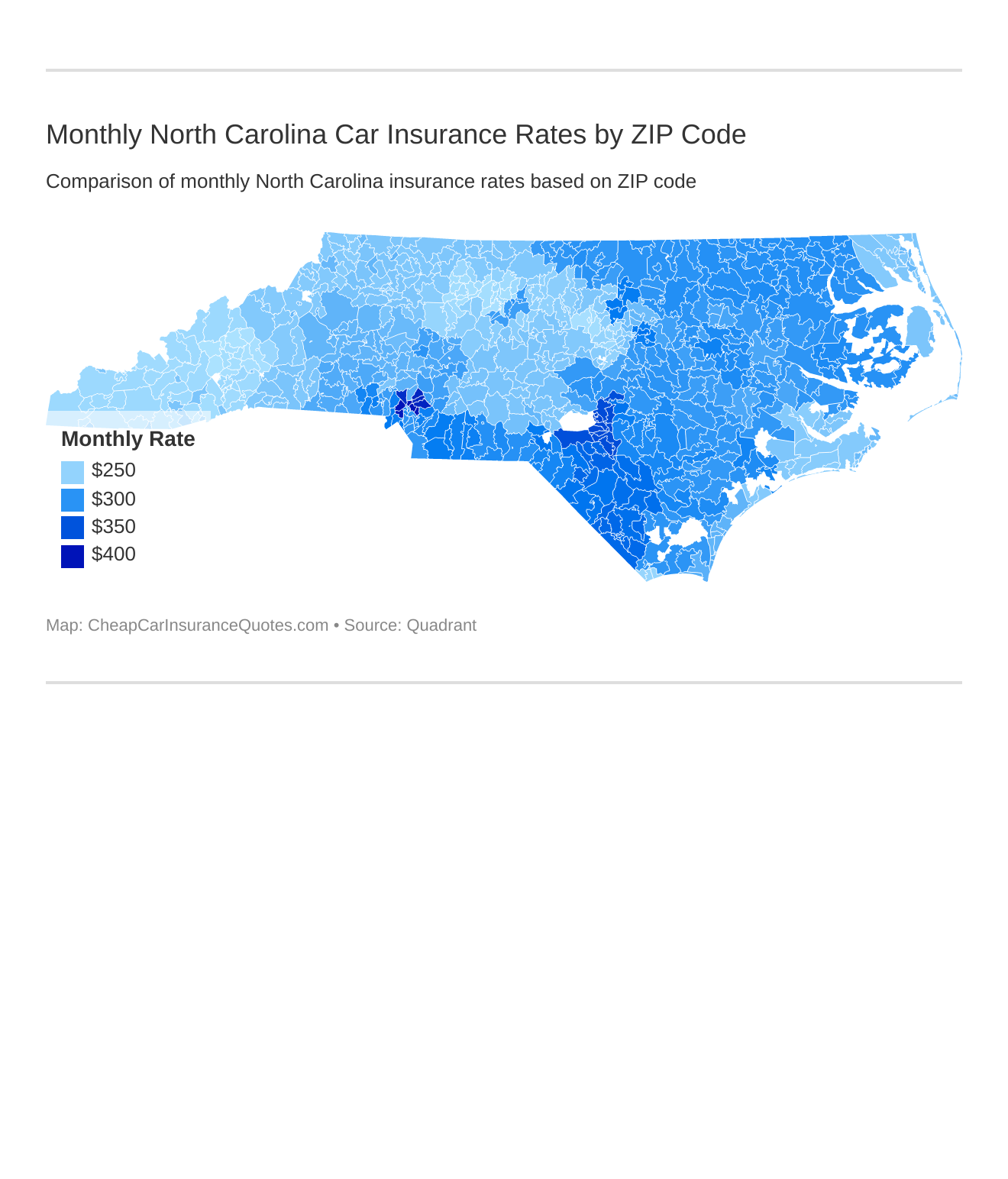 Monthly North Carolina Car Insurance Rates by ZIP Code