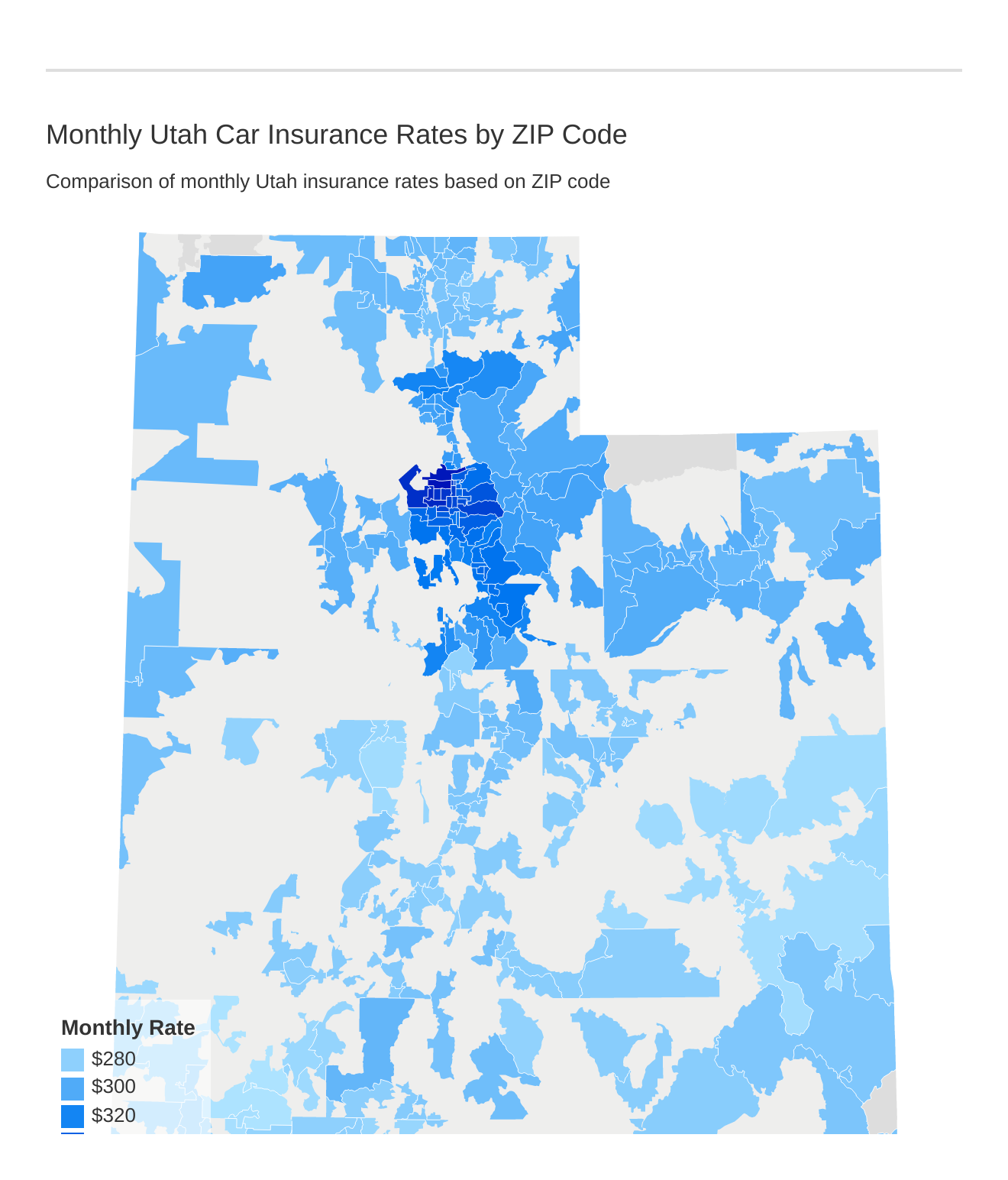 Monthly Utah Car Insurance Rates by ZIP Code